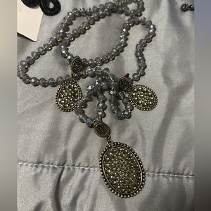 New! Gray necklace and earring set